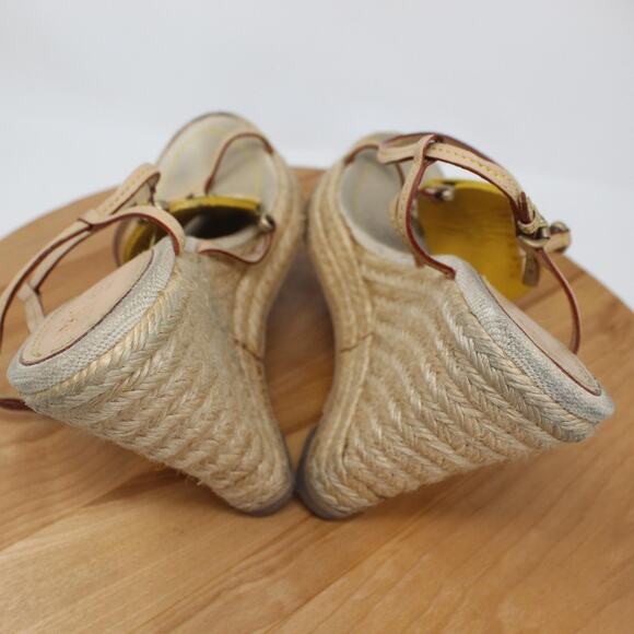 Vintage Louis Vuitton Espadrille Womens 7.5 Wedge Sandals Trunks Bags Collection - Picture 6 of 9